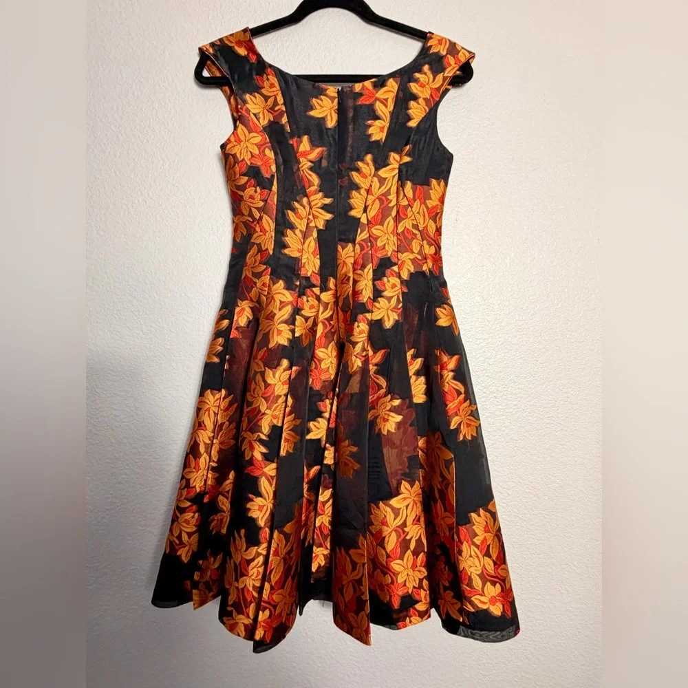 ZacPosen Black and Orange Embroidered Dress - Picture 4 of 9